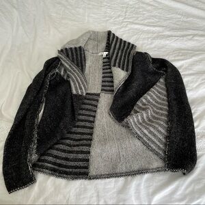 CAbi MEDIUM Cocoon Wool Blend Sweater Cardigan Color Block Black White